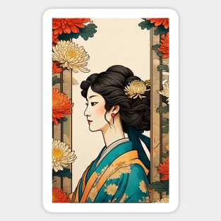 Asian woman floral Sticker